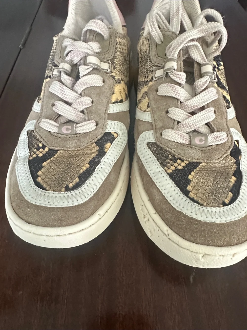 Women’s Coach Neutral Snake-Print Fashion Sneakers